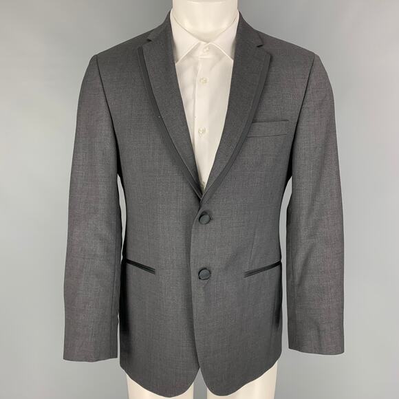 BLACK by VERA WANG Size 38 Grey Black Wool Notch Lapel Tuxedo Sport Coat - Picture 1 of 1